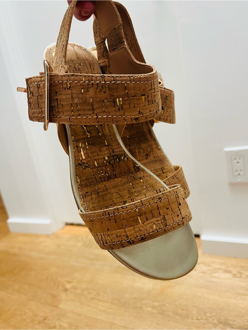 Donald J. Pliner Cork Platform Sandals with Gold Toe Cap